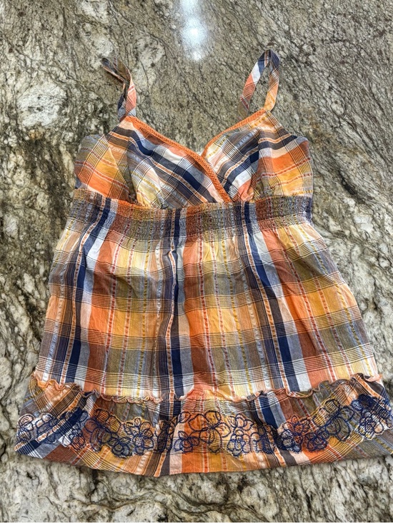Tops - Y2K Plaid Babydoll Tank Top